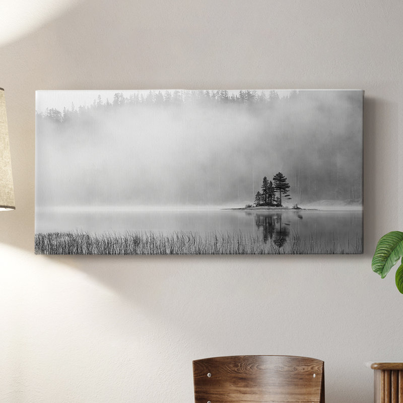 Island Fog - Toile tendue avec châssis - Prêt à accrocher, H 20 po x l 40 po