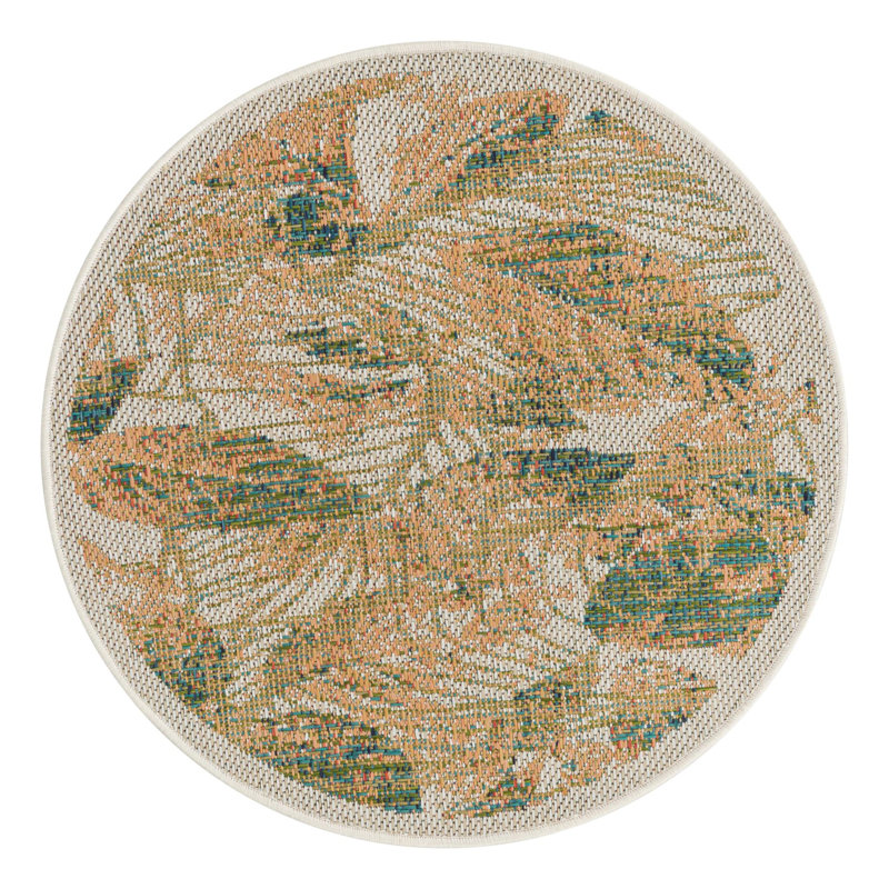 Trevin Floral Machine Woven Indoor Outdoor Area Rug , Round 3'3"