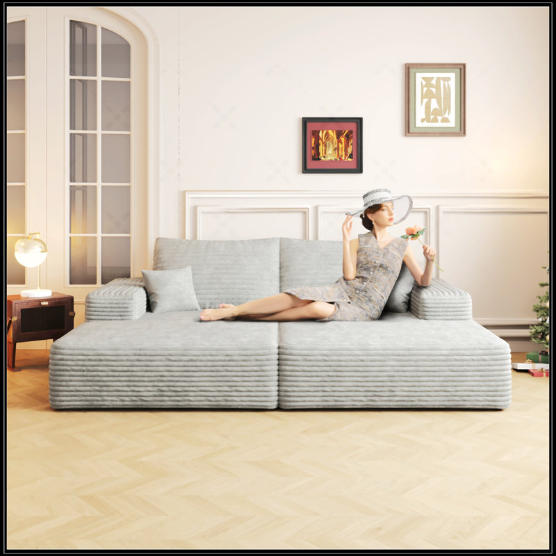 74.8" Modern Sofa Bed With Dual Sleeper, Gray