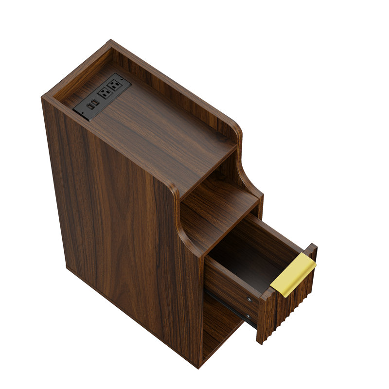 Table de chevet étroite avec station de charge peu encombrante