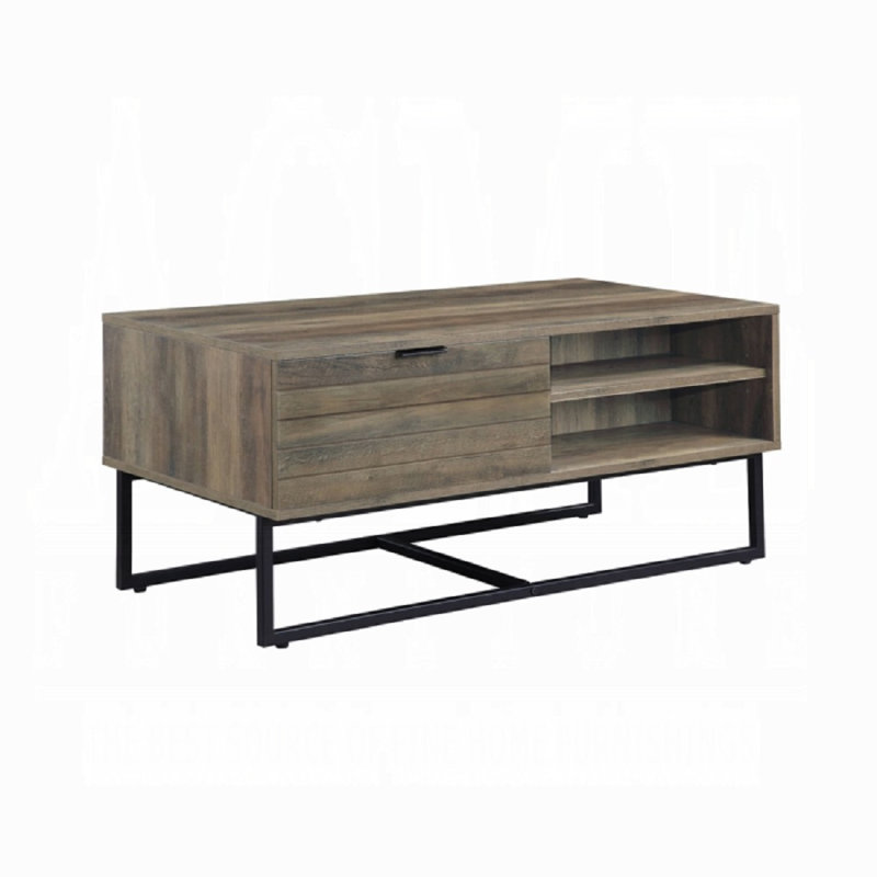 Rustic Oak & Black Finish Coffee Table