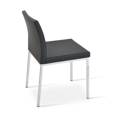 Aria 18'' H Genuine Leather Upholstered Metal Dining Chair