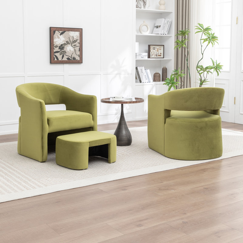 Fauteuil demi-tonneau rembourré avec repose-pieds, Vert