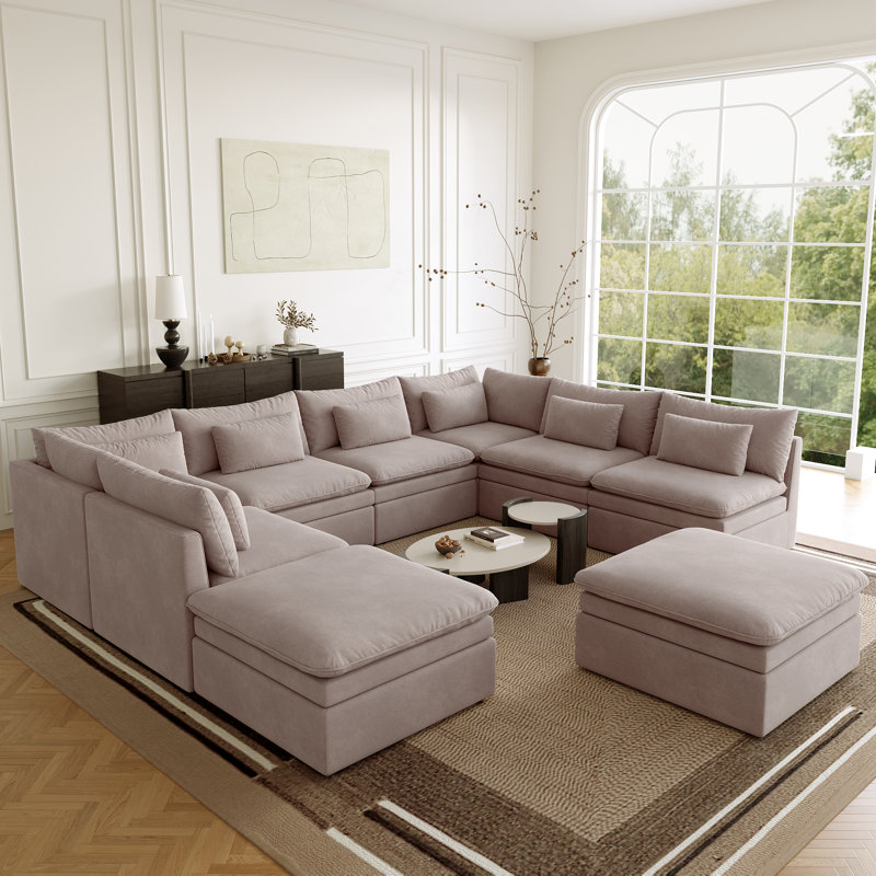 Canapé modulaire Laron, Polyester kaki