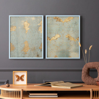 «Vintage Abstract Print», reproduction encadrée de qualité supérieure - prête à être accrochée - aucun clou requis - aucun clou requis