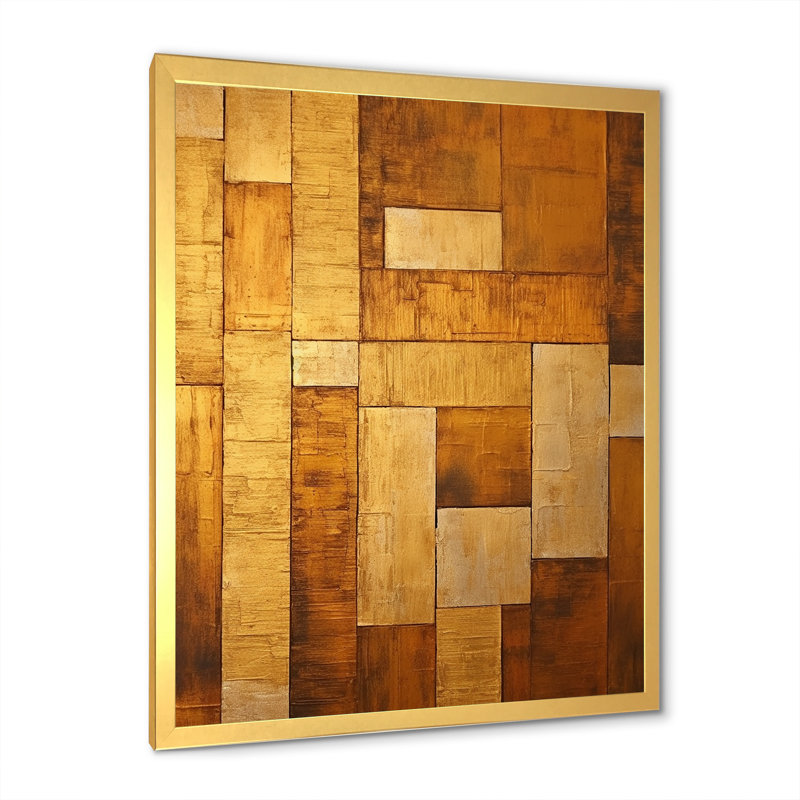 Bronze Brilliance Symetry V - Abstract Shapes, impression d'art mural, H 32 po x l 24 po x P 1 po, Cadre photo doré simple
