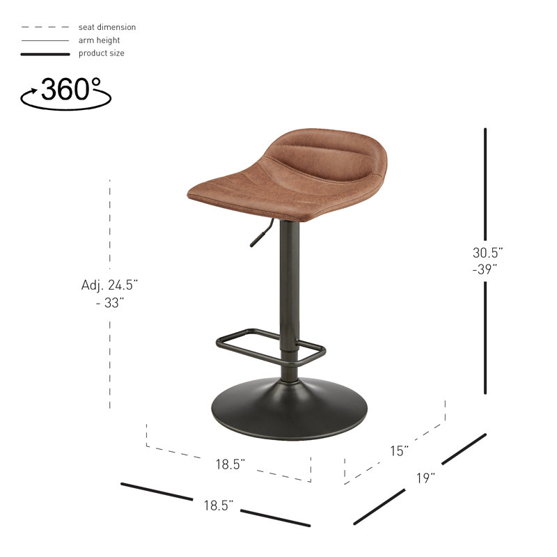 Swivel Upholstered Adjustable Height Counter Stool, Umber Brown