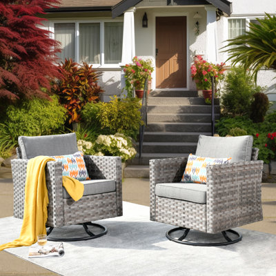 Outdoor Bobia Rocking Wicker Chair with Cushions by Latitude Run