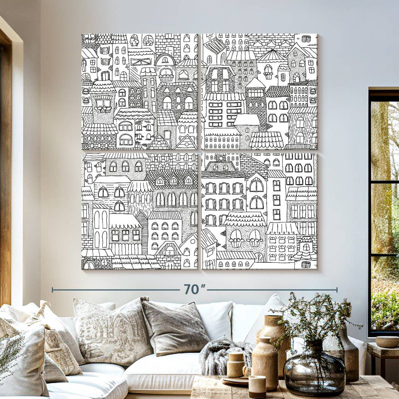 Lilie Houses In Town, 57" H x 57" W