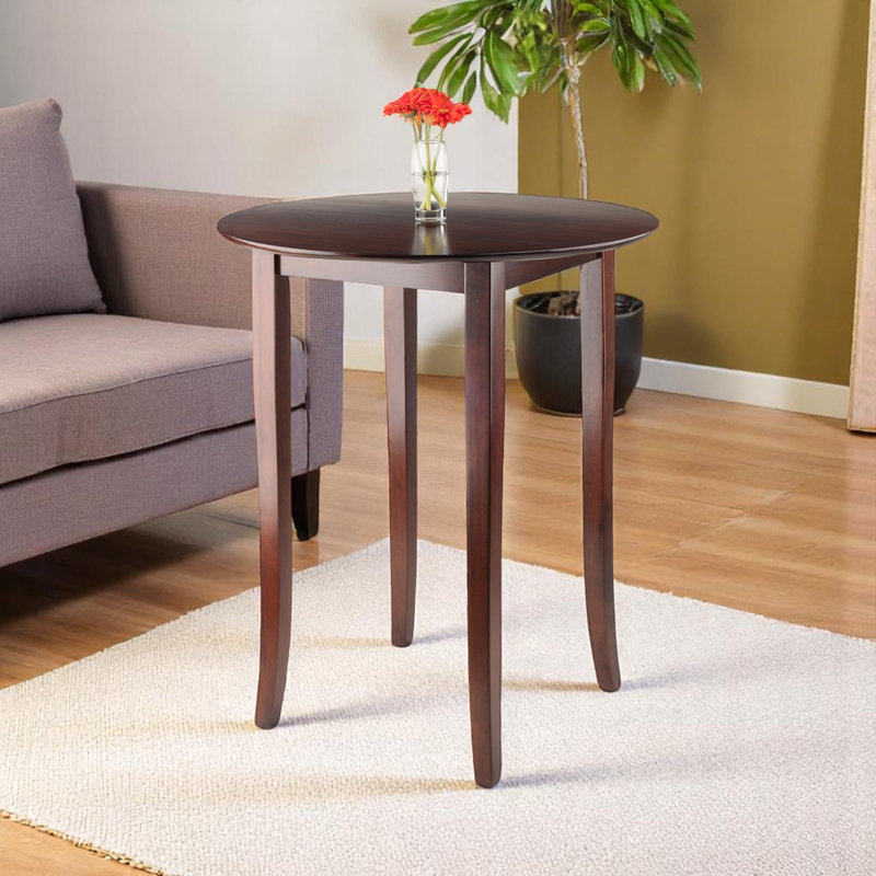 Blakeley Walnut Finish Solid Wood Round High Table, 38.82'' H X 33.52'' W X 33.52'' D