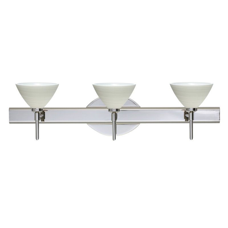 Pownal 3 - Light Dimmable Vanity Light, Satin Nickel, Chalk, Incandescent