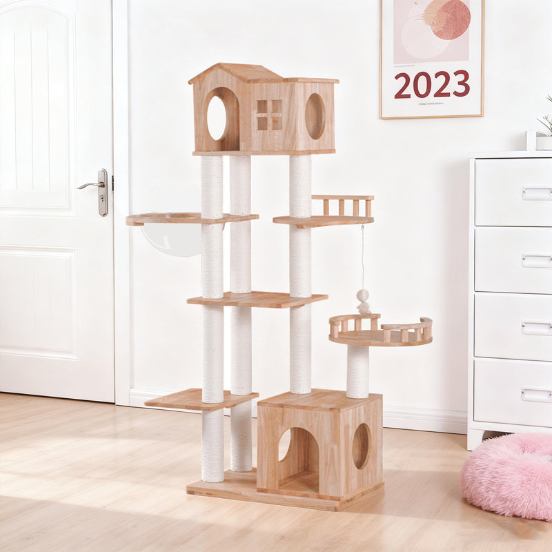 Arbre à chat multifonctionnel en bois massif