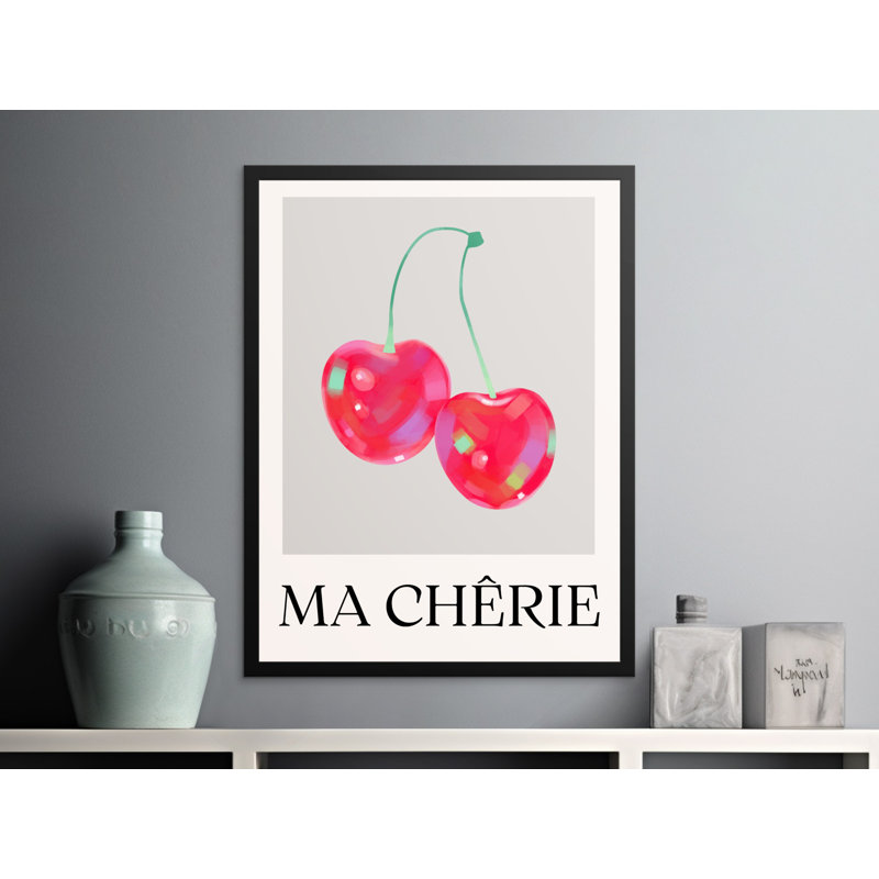 Ma Cherie Wall Art, Cherry Print, Framed, Kitchen Decor, Whimsical Art, Fruit Wall Art, Available in Several Sizes