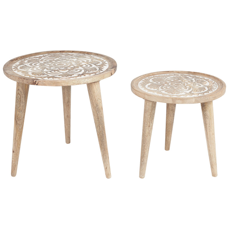 Bernnadette Solid Wood Tray Top Nesting Tables