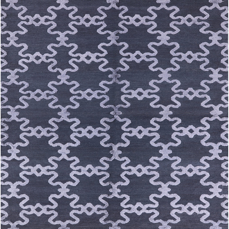 Tapis oriental bleu Irvona, Carré 7 pi