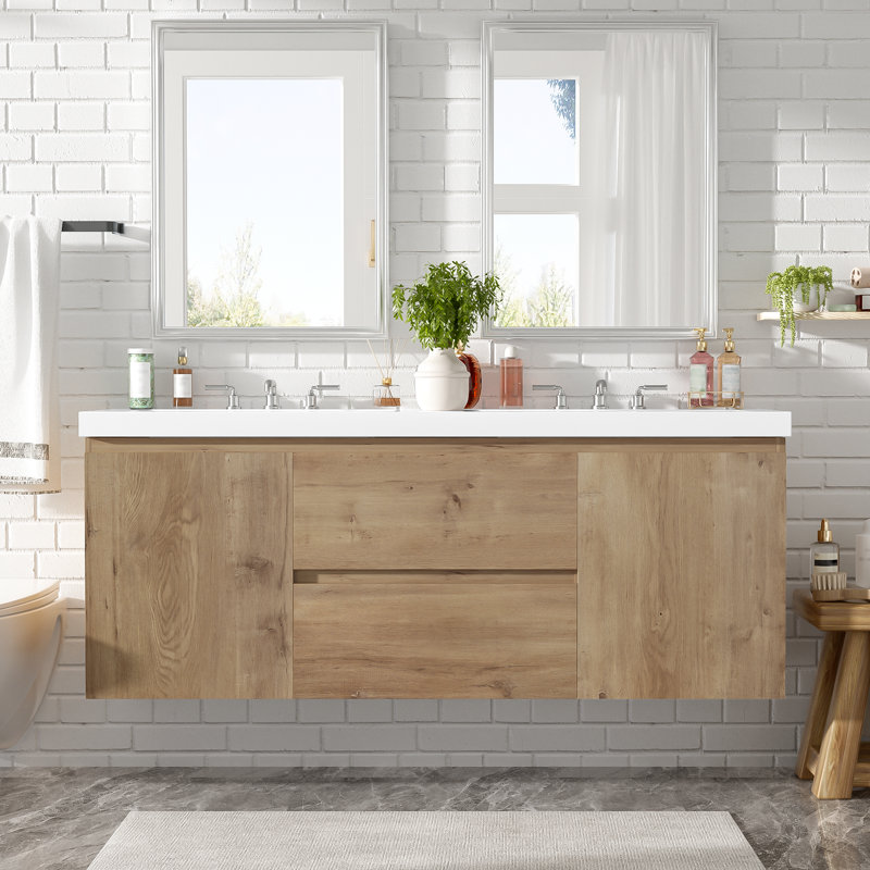 Meuble-lavabo double DuoWeave, Sans poignée
