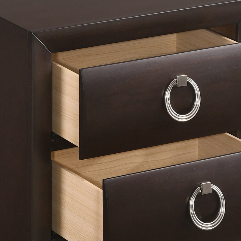 Table de chevet 2 tiroirs Tackitt Merlot foncé