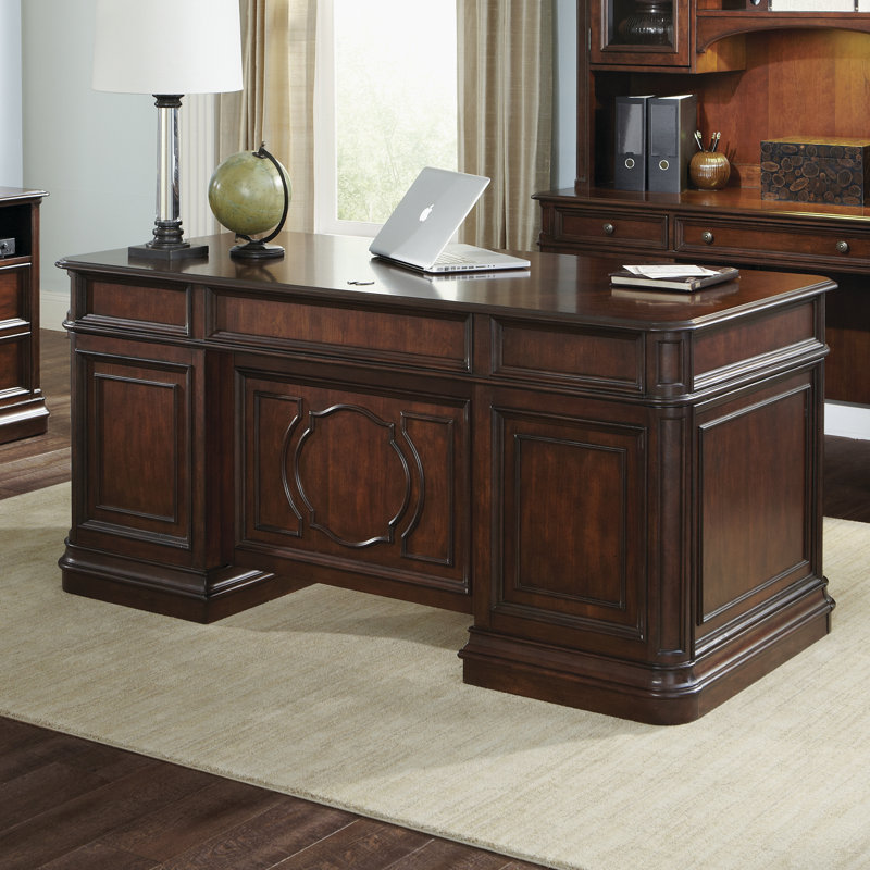 Mattern Solid and Manufactured Wood Executive Desk with Keyboard Tray 