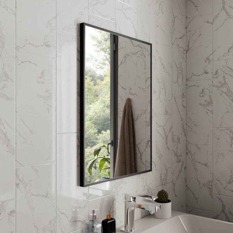 Aluminium Rectangle Mirror, 80cm x 60cm, Black