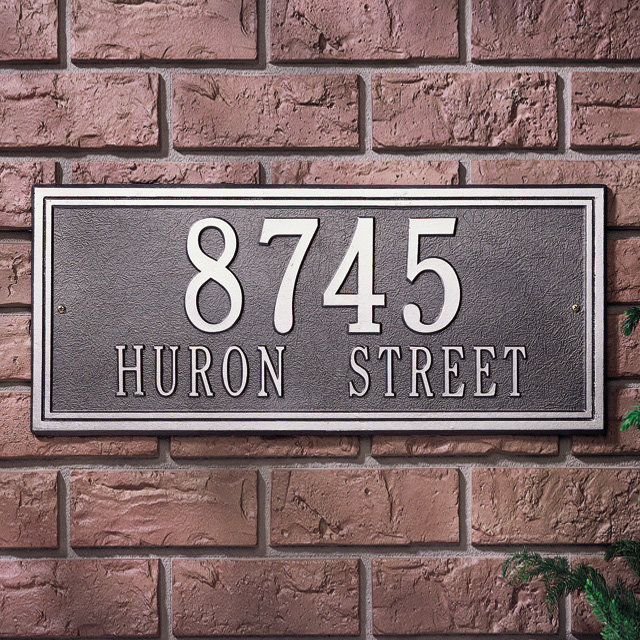 Double Line 2-Line Wall Address Plaque, Pewter/Silver, Yes
