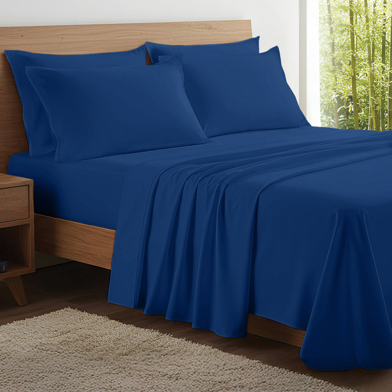 Bedroom 100% Organic Viscose From Bamboo Sheets Set, 300 Thread Count, Cooling Bedding Sheets for Hot Sleepers, Flat, Fitted, Pillowcase