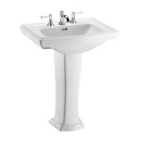 Clayton 27" Tall Vitreous China Rectangular Pedestal Bathroom Sink with Overflow