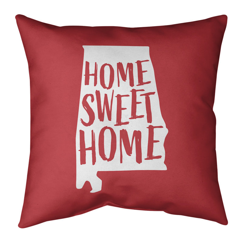 Coussin Home Sweet Alabama, Alabama, Rouge, Sergé de coton