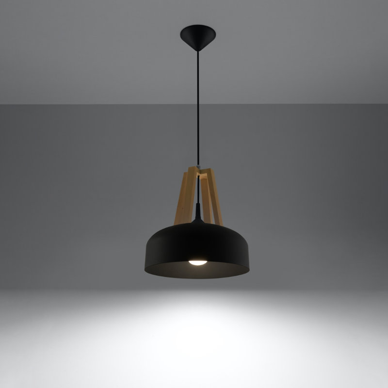 Winfred 1 - Light Dome Pendant, Black/Brown, 30cm x 30cm x 85cm