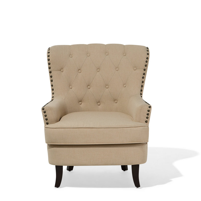 Crumpton Upholstered Wingback Chair, Beige