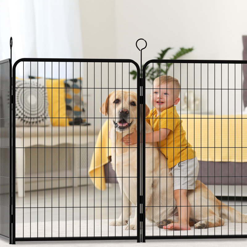 Parc pour enfants 16 panneaux en métal robuste avec barrière auto-verrouillable 16 po