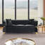 Modern Sofas, 83.5 Inch Black Velvet Gold Metal Trim For Home
