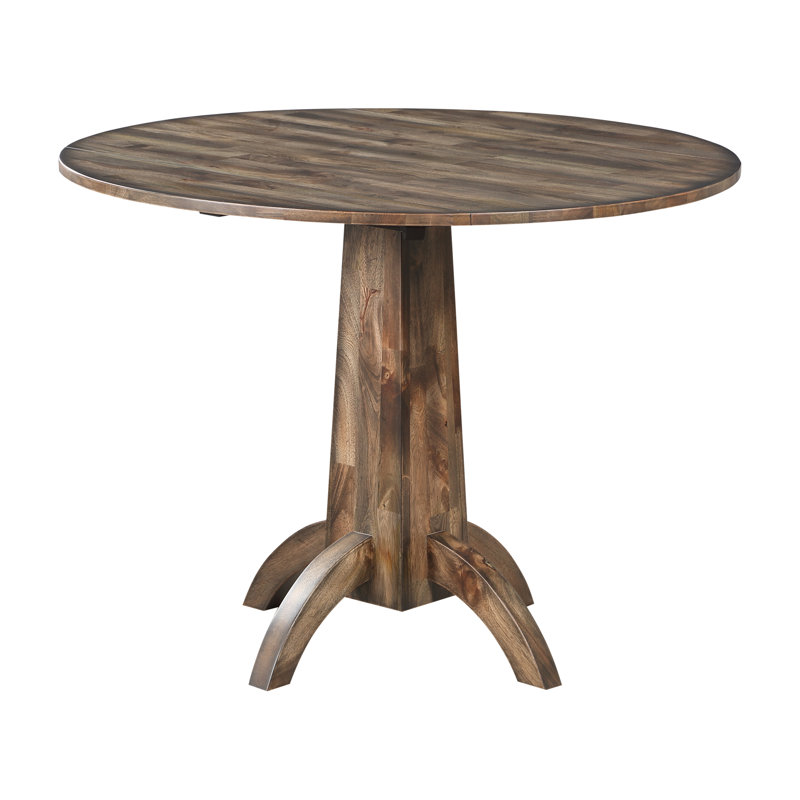 Maedean Drop Leaf Mango Solid Wood Pedestal Dining Table
