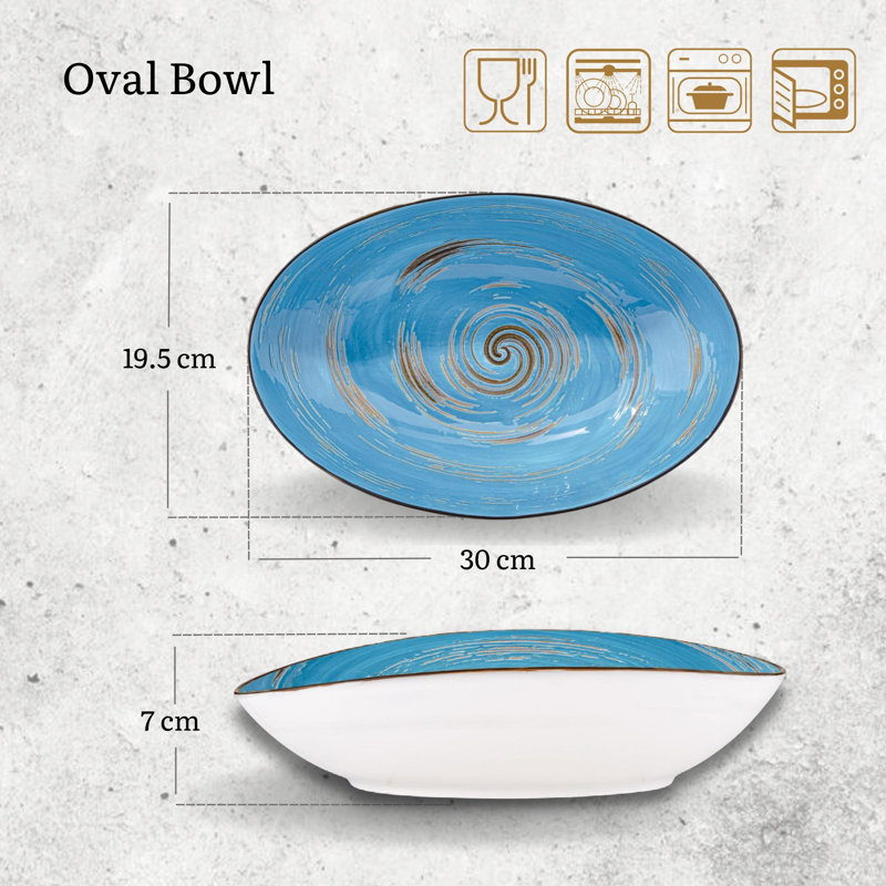 Wilmax Wilmax Colourboom China Porcelain Oval Bowl 30 X 19.5 X 7 Cm, Blue