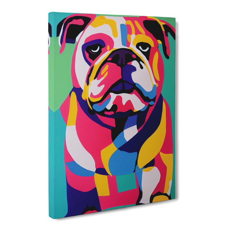 British Bulldog Abstract Vol.3 - Wrapped Canvas, 60cm H x 40cm W x 3cm D
