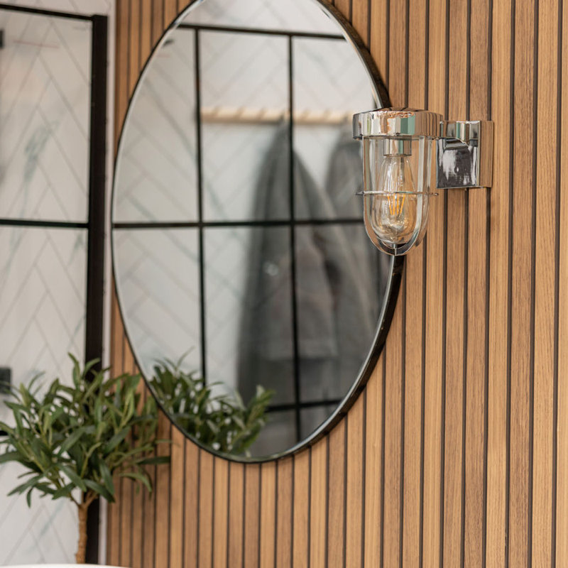 Brinkema Polished Chrome 12cm H Outdoor Armed Sconce, Silver