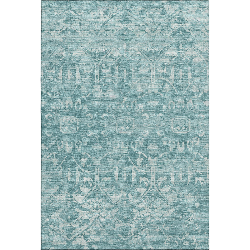 Premium Machine Washable Mayfield AMF40 Oriental Rug, Blue, 10' x 14'