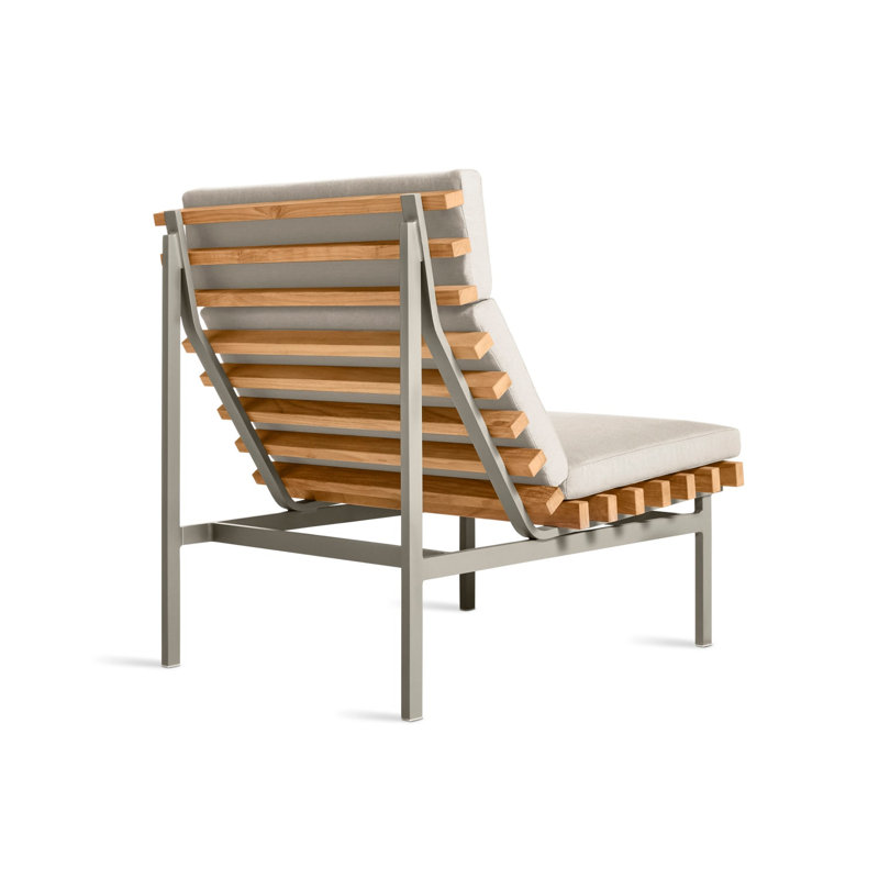 Perch Outdoor Teak Chaise Lounge, Sunbrella Linen, Charcoal
