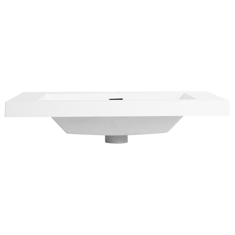 Lavabo de salle de bain en résine blanc brillant de 30 po - Style élégant et robuste