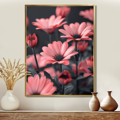 Marguerites roses et noires monochromes photo IV - décorations murales marguerites