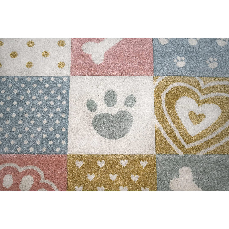 Tapis pour chambre d'enfant Mignon chiot animal Love Modern Decor, Rectangle 5 pi 3 po x 7 pi 3 po