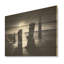 Horizon de jetée monochrome noir et blanc - jetée côtière, art mural sur bois de pin naturel-1264156087