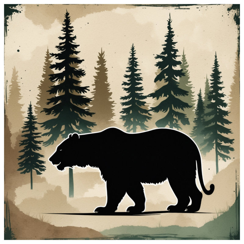 Bear In Forest Silhouette, Blocage, 50 po x 80 po - 1 panneau