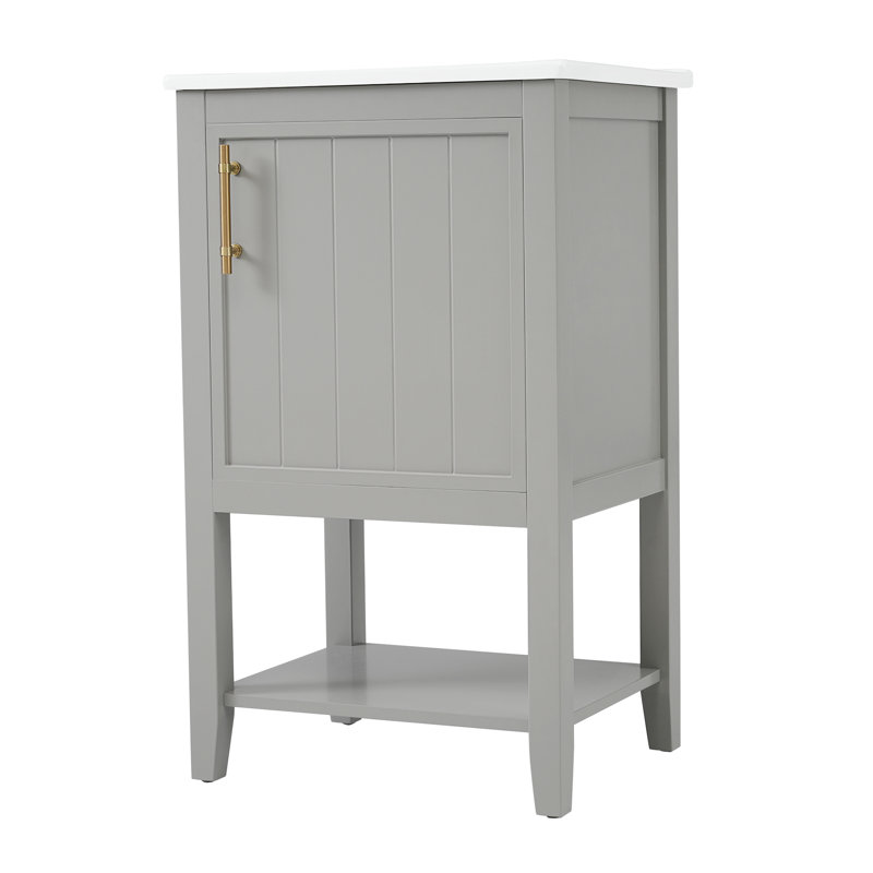 20'' Single Bathroom Vanity With Ceramic Top, Grey