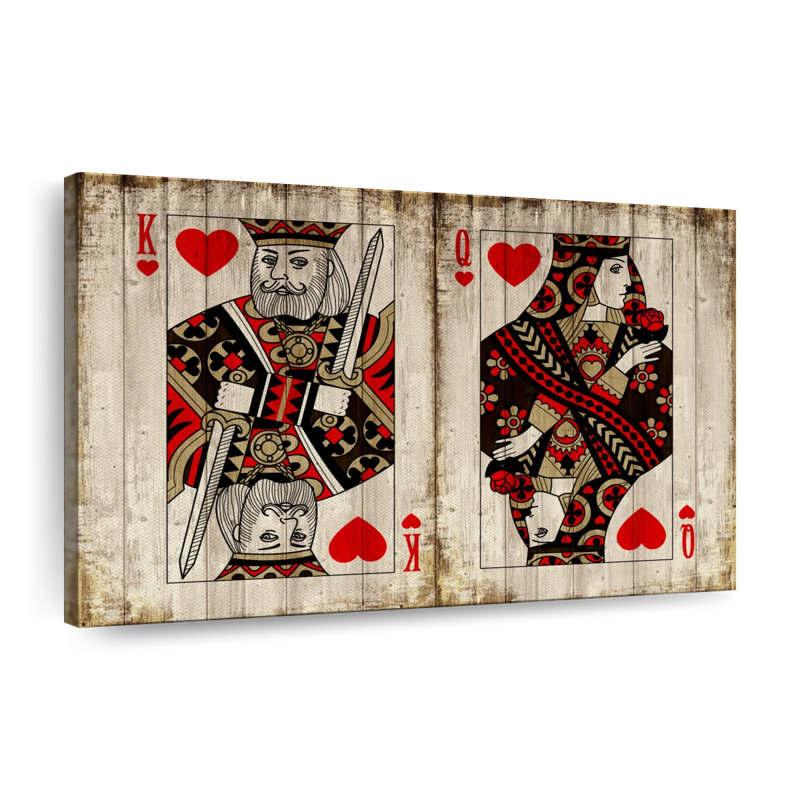 «King and Queen of Hearts» en bois sur impression sur toile, H 24 po x l 36 po x P 1,25 po