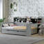 Lit de jour double en bois avec tablettes de rangement, lit gigogne simple et bureau-829736518