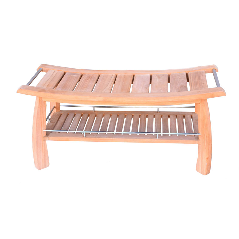 Grade A Teak Wood Luxurious Outdoor Garden 42" Estate-Size Teak Shower Backless Bench