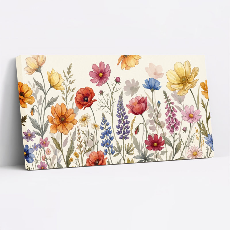 Motif floral sur toile tendue à l'aquarelle pour le salon, la chambre à coucher ou la décoration intérieure