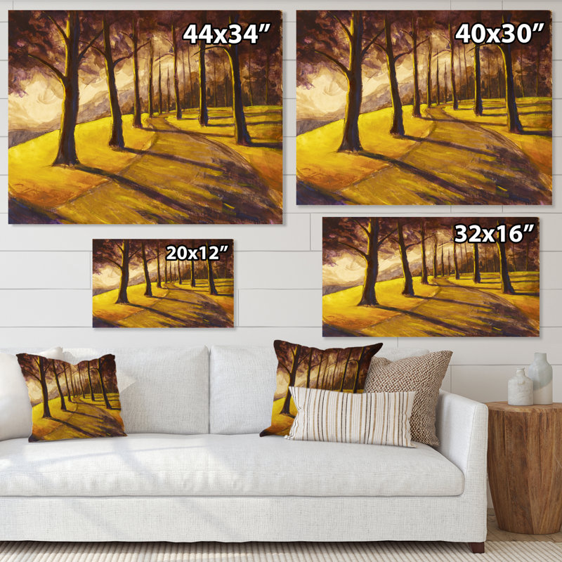 Chemin de randonnée pédestre dans la forêt ensoleillée, impression sur toile, H 16 po x l 32 po x P 1 po, Toile tendue