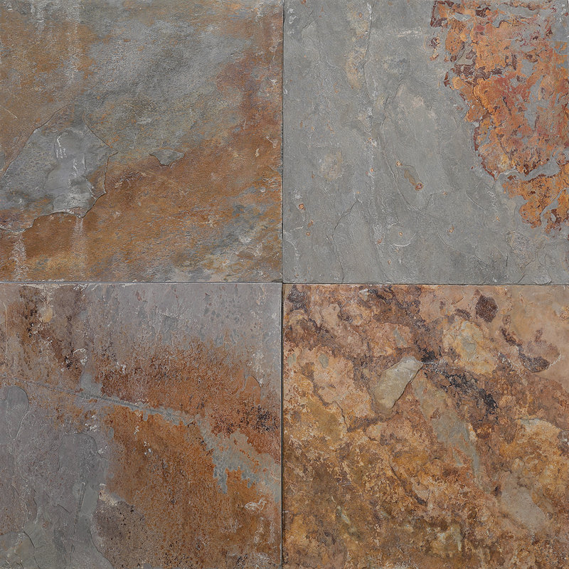 Carreau de mur et plancher aspect ardoise naturel rouille naturelle 12 po x 12 po