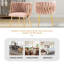 Ensemble de 6 chaises de salle à manger en velours tissé rose avec pieds en métal doré-1696852784-1696852788